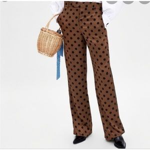 ZARA High waisted, polkadot, wide leg pants, size Small.